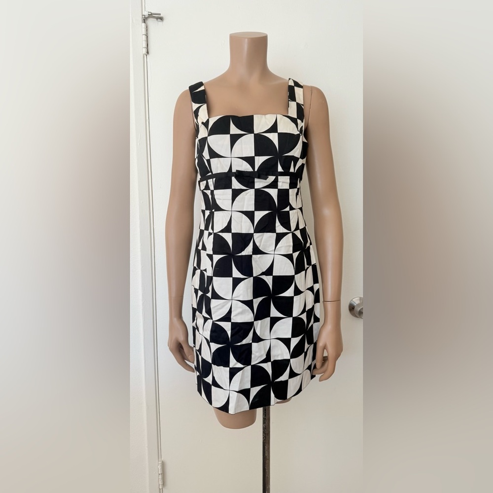 Nine West Geometric Black and White Midi Dress